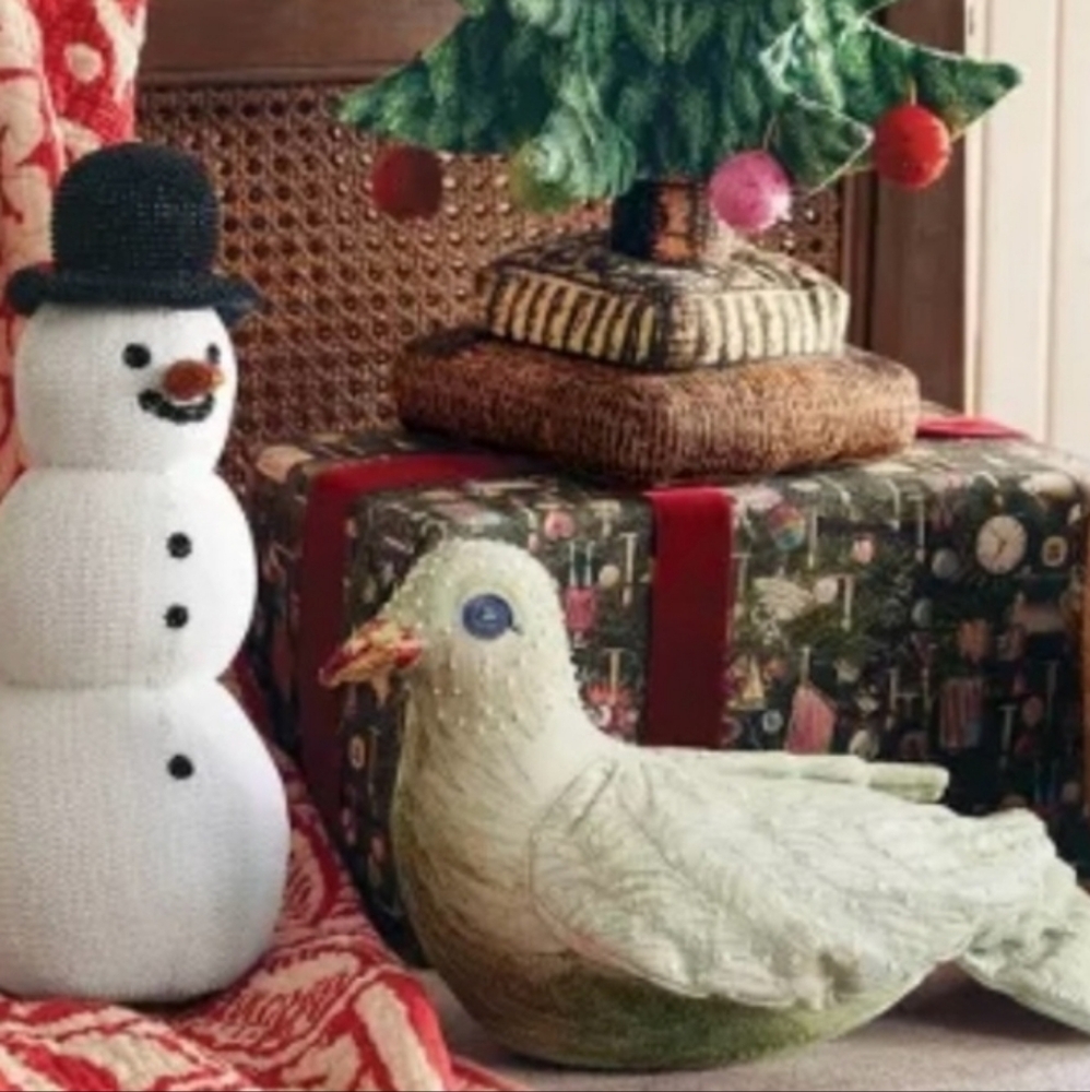 John Derian 15”x8” Dove Bird Of Peace Xmas Pillow NWT
